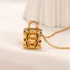 Collana con pendente a doppia lettera da donna Stilista che non sbiadisce mai Ottone placcato oro Rame Collane di cristallo Choker Pendenti Gioielli da sposa ZG2287