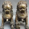 Chinês China Folk Porta de Cobre Fengshui Guardion Foo Fu Dog Estátua de Leão Pair3876597