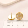 Women Real Gold Plated Stainless Steel Stud Fashion Designer Letters Earrings Crystal Geometry Wedding Party Jewerlry ZG1626