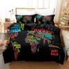 Ensembles de literie noir maison Textile housse de couette taies d'oreiller pour carte Super King Size Housse De Couette 2/3 pièces ensemble de lit qualité