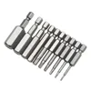 Strumenti manuali 10pcs 1/4 HEX SHANK MAGNETIC CRIVE DRIVER CHIRCHDRIVER BITS H1.5-H12 Chiave esagonale Allen per utensile elettriche Ship veloce