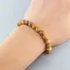 Link Bracelets Natural Stone Beads 팔찌 남성 여성 빈티지 사진 재스퍼 둥근 구슬 보석 에너지 에너지 치유 우정 선물을위한 팔찌