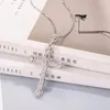 Chains 925 Silver Exquisite Bible Jesus Cross Pendant Necklace For Women Men Crucifix Charm Simulated Platinum Diamond Jewelry N027