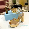 Platform Sandals Summer Coarse Heel Women Sandals Luxury Designer Shoe Genuine Leather Banquet Club Prom Womens 13CM Chunky Heels Party