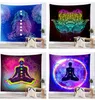 Arazzi Statua di Buddha indiano Meditazione 7 Chakra Arazzo appeso a parete Mandala Arazzi Panno da parete Yoga psichedelico appeso a parete