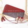 Wallets Women's Sequins Patchwork Glitter Letter Female Pu Leather Long Coin Purses Ladies Card Holder Clutch Bag