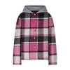 Damenjacken Damenmode Jacke Herbst Winter Kapuzenmäntel Für Frauen Wollkapuzenmantel Plaid Print Tops Weibliche Lose Tweed Wolle