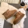 Diseñador Mujer Invierno Ultra Mini Bota Botas de plataforma australianas para hombres Cuero real Botines de piel de tobillo cálidos Zapatos de lujo Botas de nieve Plataforma de lana cálida Parte inferior gruesa
