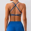 Yoga-Outfit, überkreuzter Rücken, Sport-BHs für Damen, nackte Weste, Lauf-Fitness-BH, schnell trocknend, dünne Träger, solides Tank-Top mit Brustpolstern