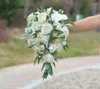 Flores de casamento elegante buquê de lágrima para noiva branco verde de alta qualidade amarrado à mão selvagem ramos de novia