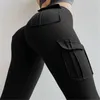 Women's Leggings Horse Riding Sports Tights Solid Color Jeggings Running Exercise Stretch Pockets Tinker Cargo