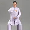 Ethnic Clothing Women Silk Satin Chinese Tai Chi Suit Wushu Martial Arts Uniform Wing Chun Jacket Pant Oriental Exercise FF3758