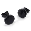 Liquid Soap Dispenser Jewelry Men's Earrings 10mm Circle Ear Studs 2pcs (1 Pair) Stainless Steel Black