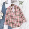 Women's Blouses Women's Plaid Shirt 2023 Dames losse casual blouse en tops verse universiteitsstijl vrouwelijke lange mouw shirts vrouwenkleding