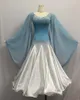 Scene Wear Ballroom Competition Dance Dresses Women Sky Blue Long Sleeve Waltz Dancing Costume Vuxen Standardklänning