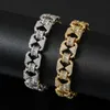 Qualité de luxe 13mm largeur Hip-hop chaîne Bracelets bijoux hommes Zircon chaîne cubaine Bracelet or argent mâle en vrac