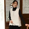 Women's Vests Johnature Original Chinese Style Vintage Single Breasted Vest 2023 Autumn And Winter Woman Fashion Solid Color U-Neck