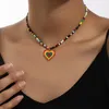 Correntes estilo boêmio moda frisada colar feminino net vermelho retro temperamento amor pingente clavícula corrente jóias atacado