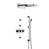 Badrumsduschuppsättningar Rainfall Set System Mässing Chrome Bath Faucet Luxury Rain Mixer Combo Wall Embedded