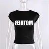 Damen T-Shirt Rückenfrei Kurzarm Weiß Y2K Kleidung Crop Top Damen ästhetische Sommer T Shirts Sexy Buchstabe Goth Fairy Grunge Cut Out emo 230404