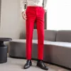 Men's Suits 10 Colour M-6XL 2023 Boutique Fashion Pure Color Thin Men's Casual Business Suit Pants Wedding Dress Costume Trousers