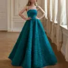 Lyxkvinnor Prom Fornal Dress 2024 Rems veck A-Line Evening Födelsedagsklänningar Kvinnor Celebrity Wear Robe de Soriee