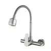 Kitchen Faucets Wall Mounted Stream Sprayer Faucet Single Handle Dual Holes SUS304 Stainless Steel Flexible Hose Water Saving Mixer Taps