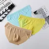 Underpants Men'S Soft Thin Ice Silk Solid Underwear High Elastic Clear Triangle Pants Briefs U Bulge Bag Multi Color