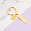 Hoop Earrings 1 Piece Stainless Steel Mirror Surface Heart Shape Circle Long Bar Silver/Gold Color Key Chain