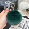 9cm Fox Fur Ball Pendant Keychain Soft Fluffy Real Fur Pompom Keyring Key Chains for Women Bag Hang Decor Trinket Jewelry Gifts