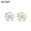 Boucles d'oreilles à tige GEM'S BEAUTY en or Rose 14 carats, en argent Sterling rempli de laboratoire, saphir blanc, cadeau romantique pour femmes, boucle d'oreille fleurie