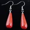 Boucles d'oreilles pendantes classiques pour femmes, bijoux goutte d'eau, rivière rouge naturelle, jaspe, perles en pierre, pendentif de décoration TR3148