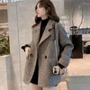 Women's Suits Insozkdg Woolen Jacket Coat Korean British Style Loose Thin Autumn Winter Casual Double Breasted Trench Blazer Top