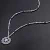 Ketting Oorbellen Set 2023 Turquoise Kubieke Zirkoon Dubai Bruidssieraden Voor Bruiloft Lange Trui Hanger