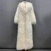 Women's Leather Custom Made Women äkta Beach Wool Mongolian Trench Long Coat Lady Men Autumn Winter Ytterkläder S5243