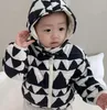 Jackor Autumn Winter Children Geometric Cotton Padded Hooded Jacket Boy Baby Fashion Thicken Warm Cotton Cill Girl Casual Tops