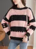 Pulls pour femmes Bobokateer Sueters de Mujer Moda Casual Pull rayé Pull Automne Hiver Manches longues Top Col rond Pulls Jumper