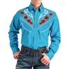 Casual shirts voor heren Spring Mens T-shirt Western Vintage Gedrukte Losse slanke knop met lange mouwen Loose Slim Button Down Shirt Blouse Tops