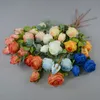 New Product Ideas 3 Heads Roses Single Stem Artificial Austin Silk Rose Flowers Artificial Plant Roses Home Decoration Wedding Living Room Valentine's Day