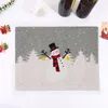 Bordmattor Vinterfestlig jullinne Mat Santa Claus Snowman Mönster Värmebeständig Skapa dekorationskaffe
