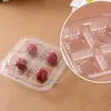 Take Out Containers 100pcs Disposable Transparent Plastic Boxes Hinged Lid Four-grid Takeout Food For Desserts Fruits