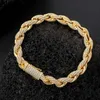 Hip Hop Jewelry Vvs Moissanite Full Diamond Cuban Rope Chain Bracelet 8mm Iced Out Gold Miami Link Necklace