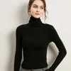 Pulls pour femmes vêtements en laine de mouton automne hiver pull à col roulé pull pull dames mince élastique cachemire tricot