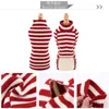 Hundklädkläder Pet Cat Teddy Autumn Winter Warm Clothing Wool Coat Thick Red White Stripes Tröja för litet medelhög valp mode