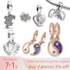 925 Silver Fit Pandora Original Charms Diy Pendant Women Armband Pärlor 14K Rose Gold Splittable Yin amp Yang Sparkling Baby Pacifier Pink Scooter Dangle