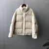 Women's Trench Coats White Eiderdown Down Jacket For Women Small 2023 Winter Stand-Up Collar Short Student Bread