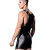 Body de imitación de cuero ajustado para hombre, Body moldeador de cuerpo para hombre, camiseta, Boxer, ropa interior adelgazante, mono sin mangas 333D