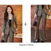 Dwuczęściowe spodnie damskie Tesco Khaki Print Kurtka 2 garnitur Senior Blazer Spants for Office Lady Formal Suits Pracuje Mujer