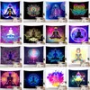 Arazzi Statua di Buddha indiano Meditazione 7 Chakra Arazzo appeso a parete Mandala Arazzi Panno da parete Yoga psichedelico appeso a parete