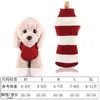 Abbigliamento per cani Abbigliamento per animali domestici Gatto Teddy Autunno Inverno Abbigliamento caldo Cappotto di lana Maglione spesso rosso a strisce bianche per cuccioli di taglia piccola e media